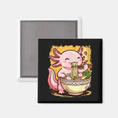 Cute Axolotl Eats Ramen Noodles Axolotls Ramen  マグネット (正面/裏面)
