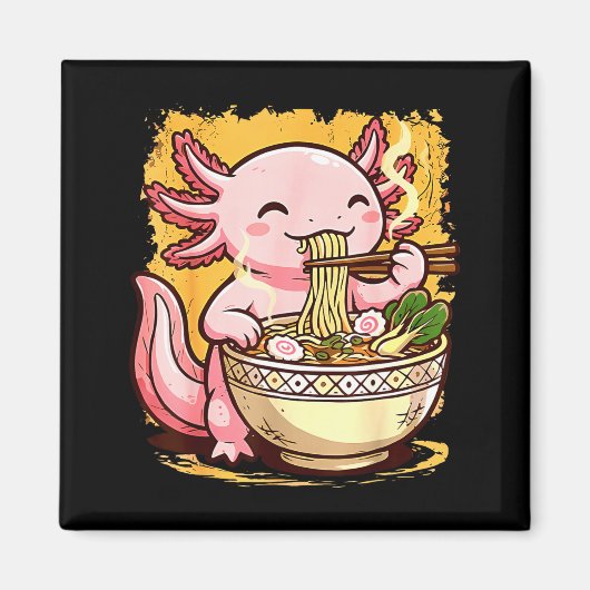Cute Axolotl Eats Ramen Noodles Axolotls Ramen  マグネット (正面)