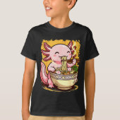 Cute Axolotl Eats Ramen Noodles Axolotls Ramen  Tシャツ (正面)