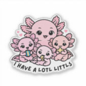 Cute Axolotl Family Lotl Littls Mom Pun Sticker シール (正面)