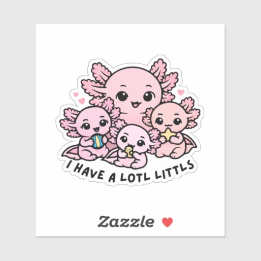 Cute Axolotl Family Lotl Littls Mom Pun Sticker シール (シート)