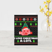 Cute Axolotl I Love Christmas A-lotl Xmas Hat Sant カード (黄色い花)