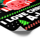 Cute Axolotl I Love Christmas A-lotl Xmas Hat Sant ポスター (角)