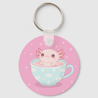 Cute axolotl in a cup キーホルダー
