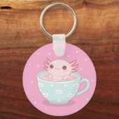 Cute axolotl in a cup キーホルダー (裏面)