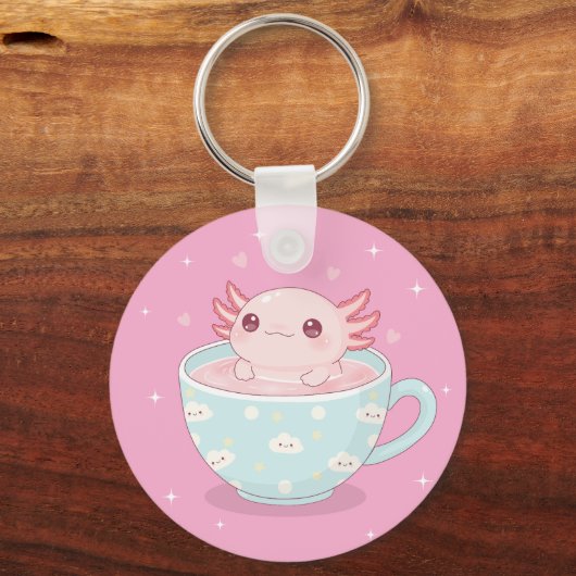 Cute axolotl in a cup キーホルダー (裏面)