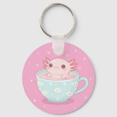 Cute axolotl in a cup キーホルダー (裏面)