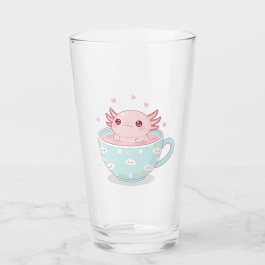 Cute axolotl in a cup タンブラーグラス (正面)