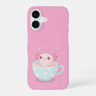 Cute axolotl in a cup iPhone 16ケース