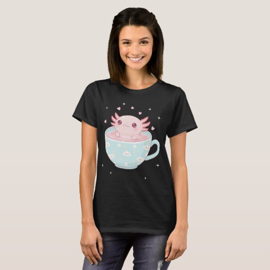 Cute axolotl in a cup tシャツ (正面フル)