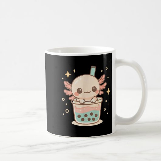 Cute Axolotl In Bubble Tea Cup Kawaii Animal Lover コーヒーマグカップ (右)