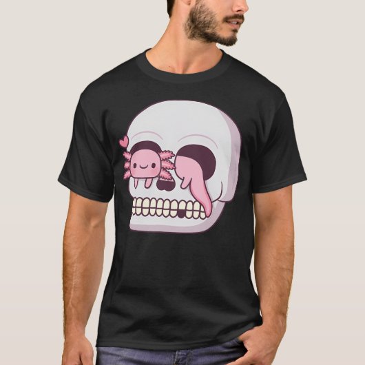 Cute Axolotl In Skull Tシャツ (正面)