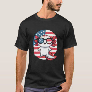 Cute Axolotl Independence Day 4th of July Animal L Tシャツ