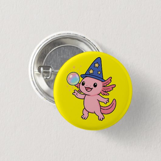 Cute Axolotl Magician Button 缶バッジ (正面&裏面)
