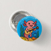 Cute Axolotl Musician Button 缶バッジ (正面&裏面)