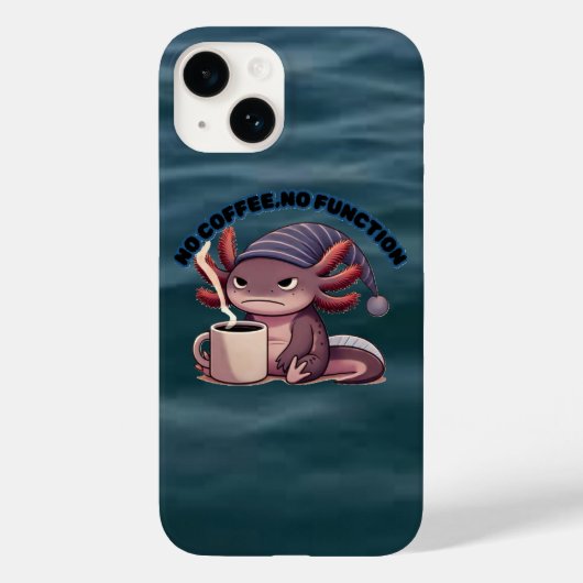 Cute Axolotl "No Coffee No Function" iPhone 14Case Case-Mate iPhoneケース (裏面)