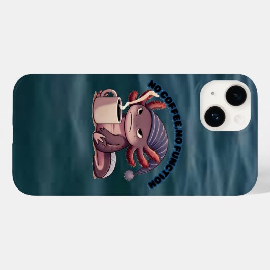 Cute Axolotl "No Coffee No Function" iPhone 14Case Case-Mate iPhoneケース (裏面 (横))