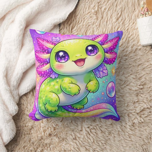 Cute Axolotl Pastel Fantasy Kawaii Creature Art クッション (ブランケット)