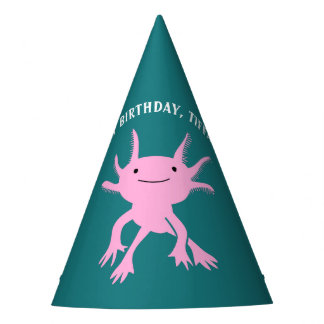 Cute Axolotl Pink Salamander Birthday Party パーティーハット