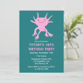 Cute Axolotl Pink Salamander Birthday Party 招待状 (スタンド正面)