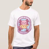 Cute Axolotl Roller Skating Skate A Lotl Funny Pun Tシャツ (正面)
