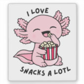 Cute Axolotl Snack Lover Funny Pun Sticker シール (正面)