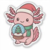 Cute Axolotl Snow Globe Sticker シール (正面)