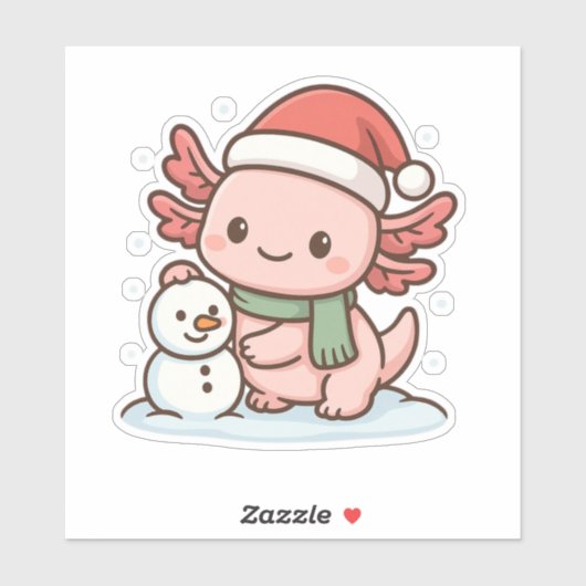 Cute Axolotl Snowman Christmas Sticker シール (シート)