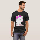 Cute Axolotl Unicorn Cat Illustration Tシャツ (正面フル)