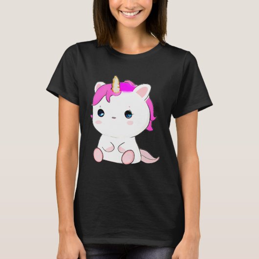 Cute Axolotl Unicorn Cat Illustration Tシャツ (正面)