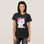 Cute Axolotl Unicorn Cat Illustration Tシャツ (正面フル)