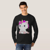 Cute Axolotl Unicorn Cat Illustration Tシャツ (正面フル)