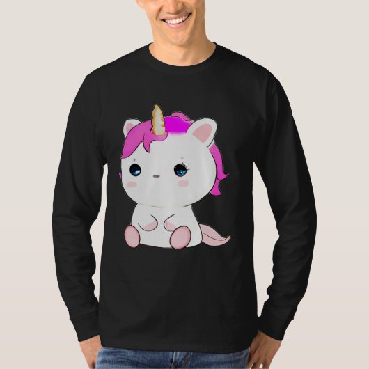 Cute Axolotl Unicorn Cat Illustration Tシャツ (正面)