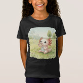 Cute Axolotl with Soap Bubbles – Kid’s Tシャツ (正面)