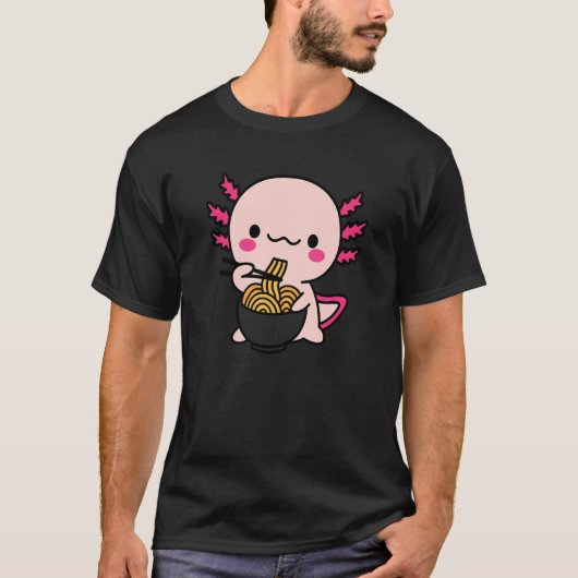 Cute Axolotls eat Noodle Tシャツ (正面)