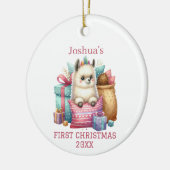 Cute Baby Alpaca Christmas セラミックオーナメント (左)