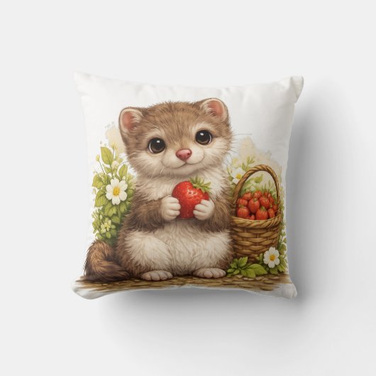 Cute Baby Animal Strawberry Pillow Kawaii クッション (正面)