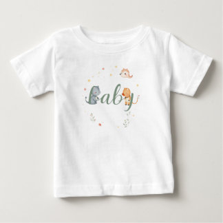 Cute Baby Animals Birth Announcement Design ベビーTシャツ