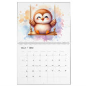 Cute Baby Animals on Swings 12 Months 2026 カレンダー (3月 2026)