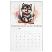 Cute Baby Animals on Swings 12 Months 2026 カレンダー (1月 2026)