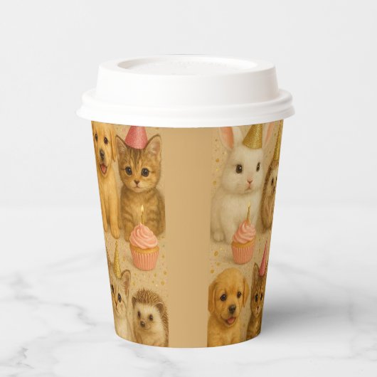 Cute baby animals paper cup. 紙コップ (左)