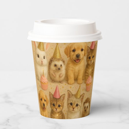Cute baby animals paper cup. 紙コップ (裏面)