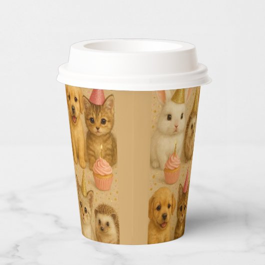 Cute baby animals paper cup. 紙コップ (右)