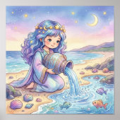Cute Baby Aquarius Zodiac Wall Art Poster ポスター (正面)