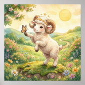 Cute Baby Aries Zodiac Wall Art Poster ポスター (正面)