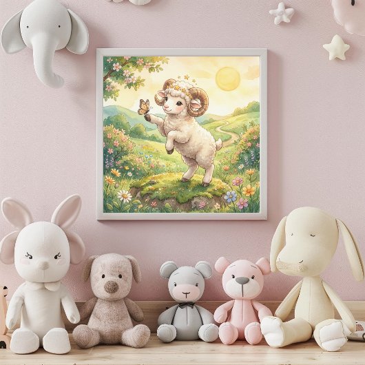 Cute Baby Aries Zodiac Wall Art Poster ポスター