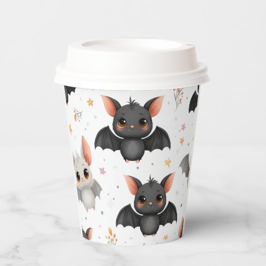 Cute Baby Bats Halloween Paper Cups 紙コップ (正面)