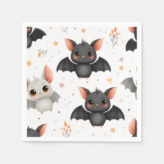 Cute Baby Bats Halloween Party Napkins スタンダードカクテルナプキン (正面)