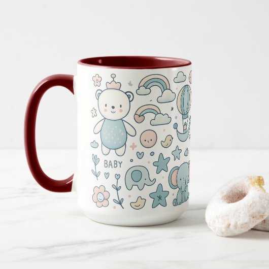 Cute Baby Bear Crown Mug マグカップ (ドーナツ付き)
