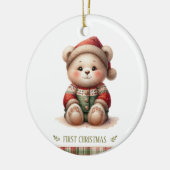 Cute Baby Bear First Christmas Keepsake Photo セラミックオーナメント (左)